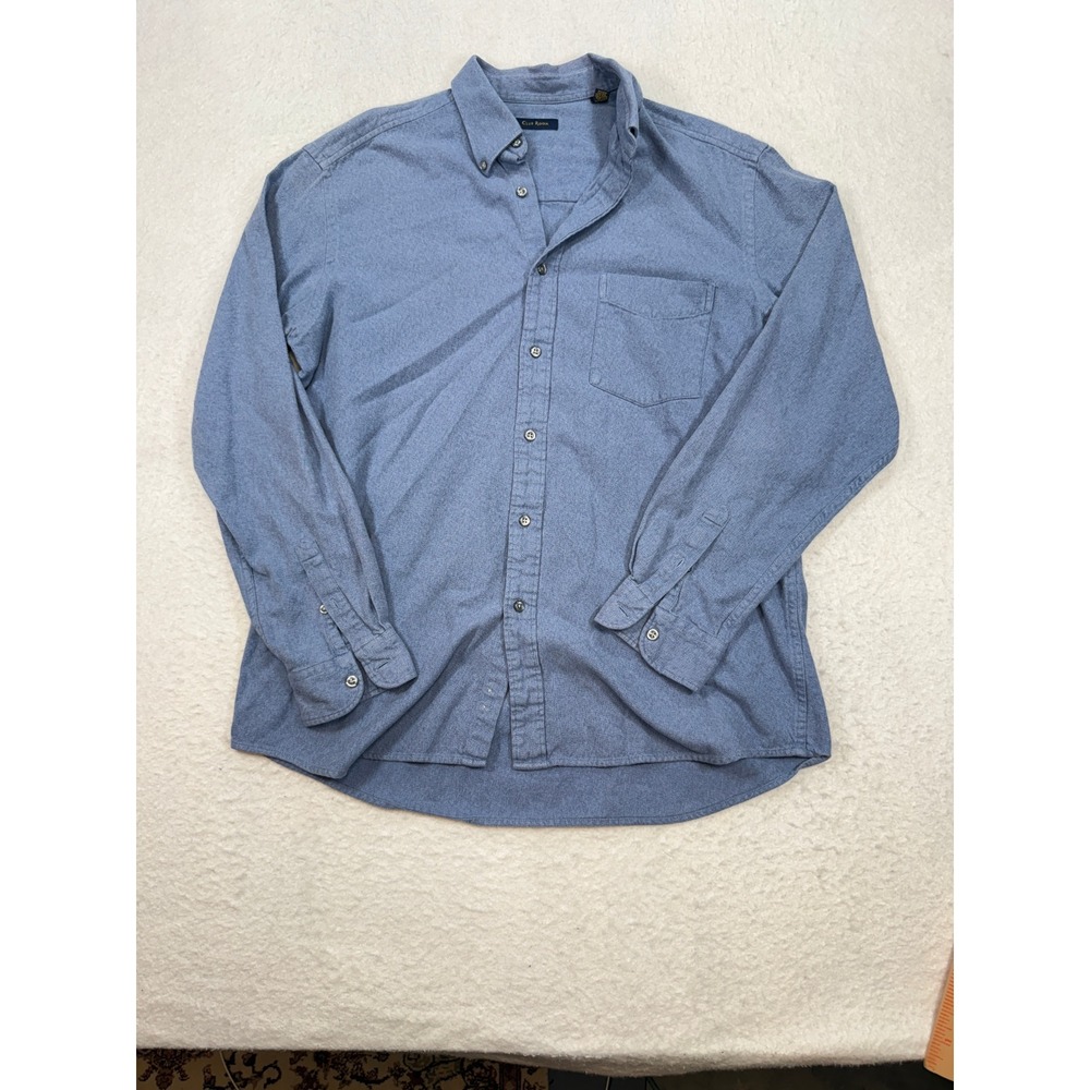 Club Room Mens Blue Long Sleeve Button Down Cotton Shirt Size Large L